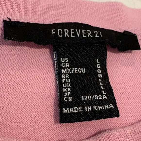 FOREVER 21 Cropped TShirt SzL Pink Basic Retro Girl Power Urban Barbie Feminine - Picture 4 of 8